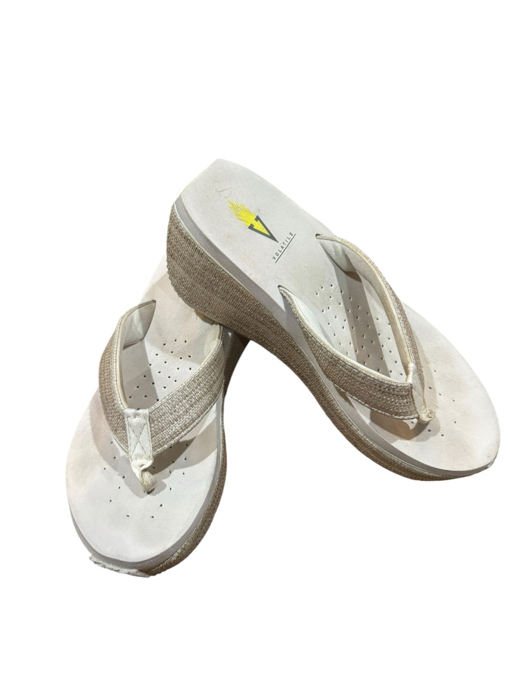 Volatile Cream Wedge Flip Flop Sandal